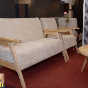 Sofa Seven seater set in Beige and Nile tulip wood