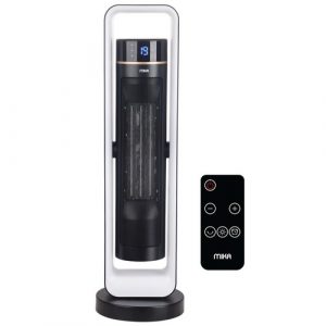 MIKA Tower Ceramic Heater, 1500W-2200W, With Remote, Black & White