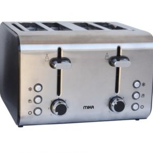 MIKA Toaster, 4 Slice, Brush Stainless Steel & Black Body