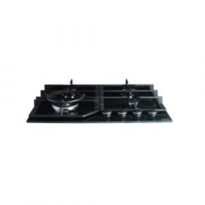 MIKA Built-In Gas Hob, 60cm, 4 Gas with WOK, Black Glass