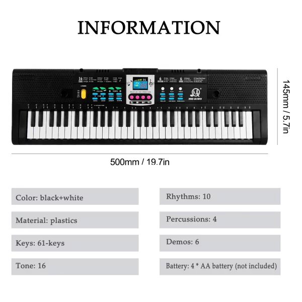 61 Keys Piano Digital Music Electronic Keyboard KeyBoard Black Electric Piano Kids Gift with microphone Keyboard instrument HOT! - Image 4