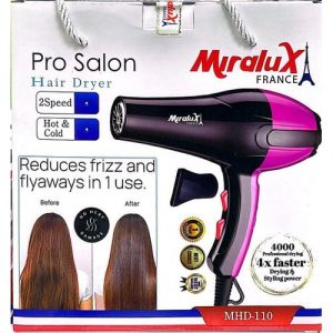 Miralux Pro Saloon Hair Dryer - MHD-110 Black, Pink