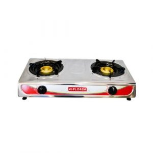 FLORSA Double Gas Burner / Stove - Silver, 1 Year Warranty
